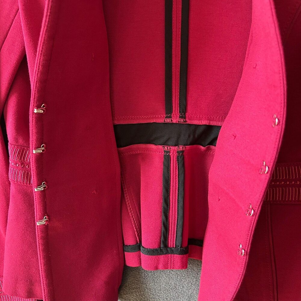 Red Military Jacket Womens 10 Structured Peplum Button White House Black Market - Picture 7 of 13